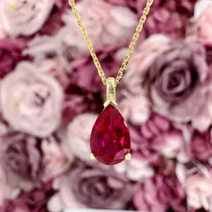 10K Gold Emerald Necklace , Pear Shape Emerald Pendant , Teardrop Emerald Pendant Necklace with Chain , May Birthstone Jewelry , #8846