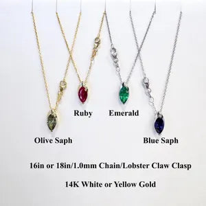 1.00 CTW Blue Sapphire Pear Shape Bezel Set Pendant Necklace 14K Solid Gold Dainty Layering Necklace Birthstone Jewerly #8830