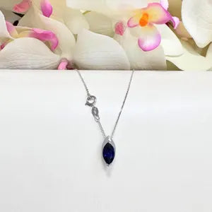 1.00 CTW Blue Sapphire Pear Shape Bezel Set Pendant Necklace 14K Solid Gold Dainty Layering Necklace Birthstone Jewerly #8830