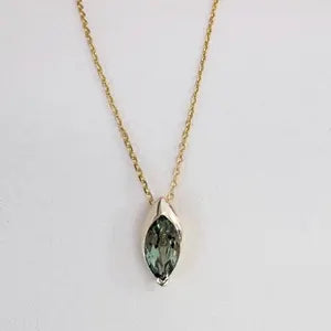 1.00 CTW Blue Sapphire Pear Shape Bezel Set Pendant Necklace 14K Solid Gold Dainty Layering Necklace Birthstone Jewerly #8830