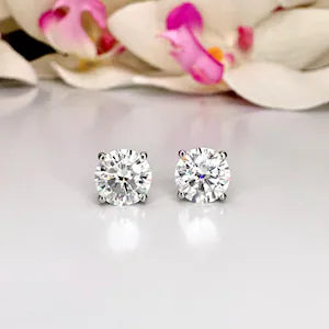 Martini Style Moissanite Stud Earrings , 1.60 ctw. To 3.80 ctw. 14K Gold , Unisex Moissanite Stud Earrings , Simple Stud Earrings #8826