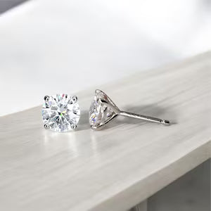 Martini Style Moissanite Stud Earrings , 1.60 ctw. To 3.80 ctw. 14K Gold , Unisex Moissanite Stud Earrings , Simple Stud Earrings #8826
