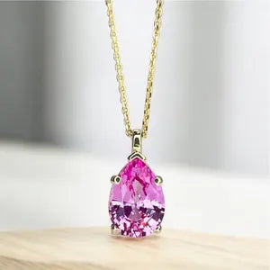 2.00 CTW Pear Shape Natural Swiss Blue Topaz Pendant Necklace , December Birthstone Pear Pendant 14K Solid Gold , Layering Necklace , #8808