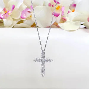 Lab Grown Diamond Cross 14K Solid Gold , #8803