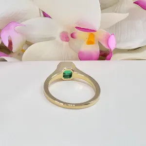 1.00CTW Engagement Ring Asscher Cut Ruby , Bezel Set Ruby Ring , July Birthstone Jewelry , 14K Solid Gold Ruby Ring #8818