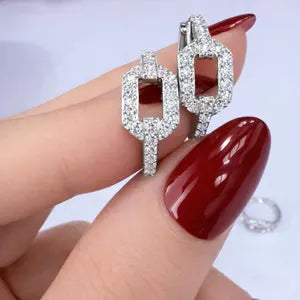 1.00 CTW Lab Grown Diamond Hoop Earrings 14K Solid Gold , Unique Lab Diamond Earrings , Diamond Huggies #8836