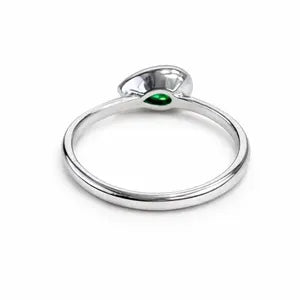 Bezel Set Pear Shape Emerald, Ruby, Pink Sapphire, Birthstone Ring 14K Solid Gold , Pear Shape Solitire Sideways Ring #8834