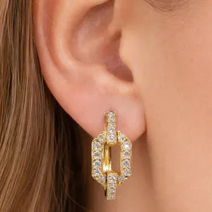 1.00 CTW Lab Grown Diamond Hoop Earrings 14K Solid Gold , Unique Lab Diamond Earrings , Diamond Huggies #8836