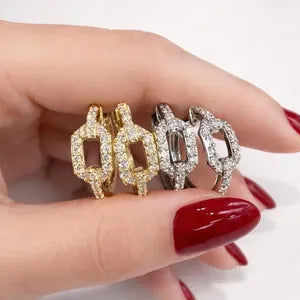 1.00 CTW Lab Grown Diamond Hoop Earrings 14K Solid Gold , Unique Lab Diamond Earrings , Diamond Huggies #8836