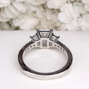 2.00 CT Lab Diamond Engagement Ring 14K Solid Gold , Radiant Cut Lab Grown Diamond Wedding Ring , Three Stone Diamond Bridal Ring #8839
