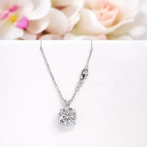 1 CTW Moissanite Pendant Necklace 14K Solid Gold , Floating Moissanitne Pendant , Layering Necklace , Simple Solitaire Pendant #8840