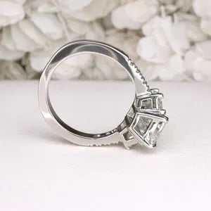 2.00 CT Lab Diamond Engagement Ring 14K Solid Gold , Radiant Cut Lab Grown Diamond Wedding Ring , Three Stone Diamond Bridal Ring #8839