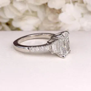 2.00 CT Lab Diamond Engagement Ring 14K Solid Gold , Radiant Cut Lab Grown Diamond Wedding Ring , Three Stone Diamond Bridal Ring #8839