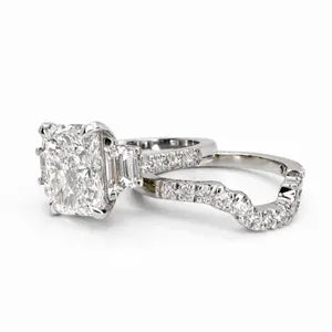 2.00 CT Lab Diamond Engagement Ring 14K Solid Gold , Radiant Cut Lab Grown Diamond Wedding Ring , Three Stone Diamond Bridal Ring #8839
