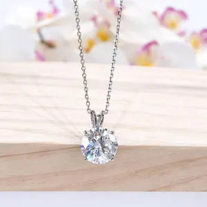 1 CTW Moissanite Pendant Necklace 14K Solid Gold , Floating Moissanitne Pendant , Layering Necklace , Simple Solitaire Pendant #8840