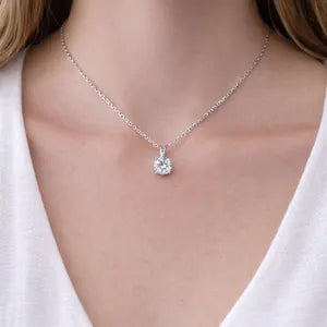 1 CTW Moissanite Pendant Necklace 14K Solid Gold , Floating Moissanitne Pendant , Layering Necklace , Simple Solitaire Pendant #8840