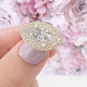 East West Marquis Cut Lab Grown Diamond Engagement Ring 14K Solid Gold , Unique Pinky Ring Lab Diamond #8851