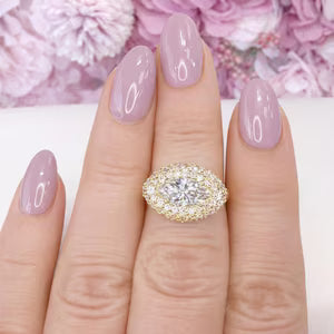 East West Marquis Cut Lab Grown Diamond Engagement Ring 14K Solid Gold , Unique Pinky Ring Lab Diamond #8851
