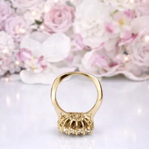 3.95 CTW Cushion Cut Olive green Sapphire Engagement Ring With Lab Grown Diamond Halo 14K Solid Gold with a Euro Shank #8852