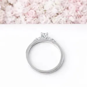 0.25CT Center Lab Grown Diamond Engagement Ring 14K Solid Gold, Five Stone Lab Created Diamond Wedding Ring Simple Diamond Bridal Ring #8849