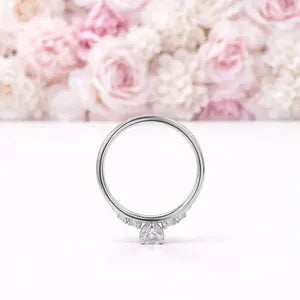 0.25CT Center Lab Grown Diamond Engagement Ring 14K Solid Gold, Five Stone Lab Created Diamond Wedding Ring Simple Diamond Bridal Ring #8849