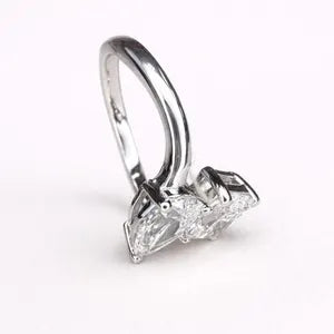 Toi et Moi Pear Radiant Cut and Pear Shape Lab Diamond Ring, 2.00 CTW 14k Gold Engagement Promise #8868