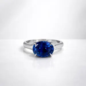 Oval Emerald East West Solitaire Ring 14K Solid Gold with Halo, May Birthstone Jewelry, Emerald Engagement Ring, Oval Emerald Ring #8869
