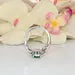 Round Emerald Engagement Ring 14K Solid Gold , Three Stone Emerald and Lab Diamond Ring #8643