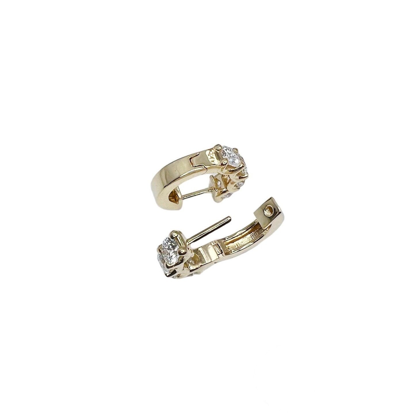 2.00 CTW Moissanite  Earrings 14k Gold , Small Hoop Earrings Gift For Her , Huggie Hoops , Wedding Day Earrings , Diamond Earrings  , #8351