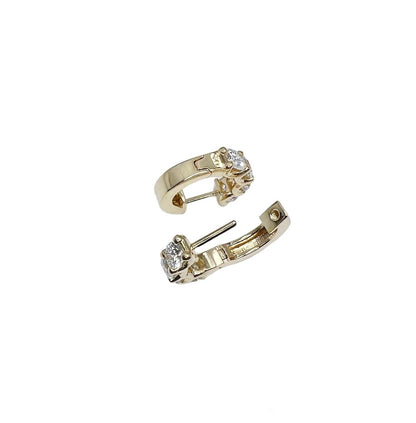 2.00 CTW Moissanite  Earrings 14k Gold , Small Hoop Earrings Gift For Her , Huggie Hoops , Wedding Day Earrings , Diamond Earrings  , #8351