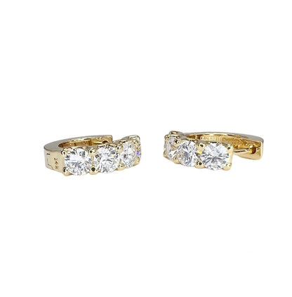 2.00 CTW Moissanite  Earrings 14k Gold , Small Hoop Earrings Gift For Her , Huggie Hoops , Wedding Day Earrings , Diamond Earrings  , #8351