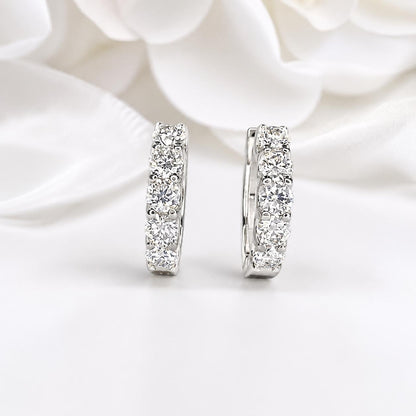 Moissanite earrings 14k solid gold, small hoop earrings huggie hoop earring, wedding day earrings, 8056
