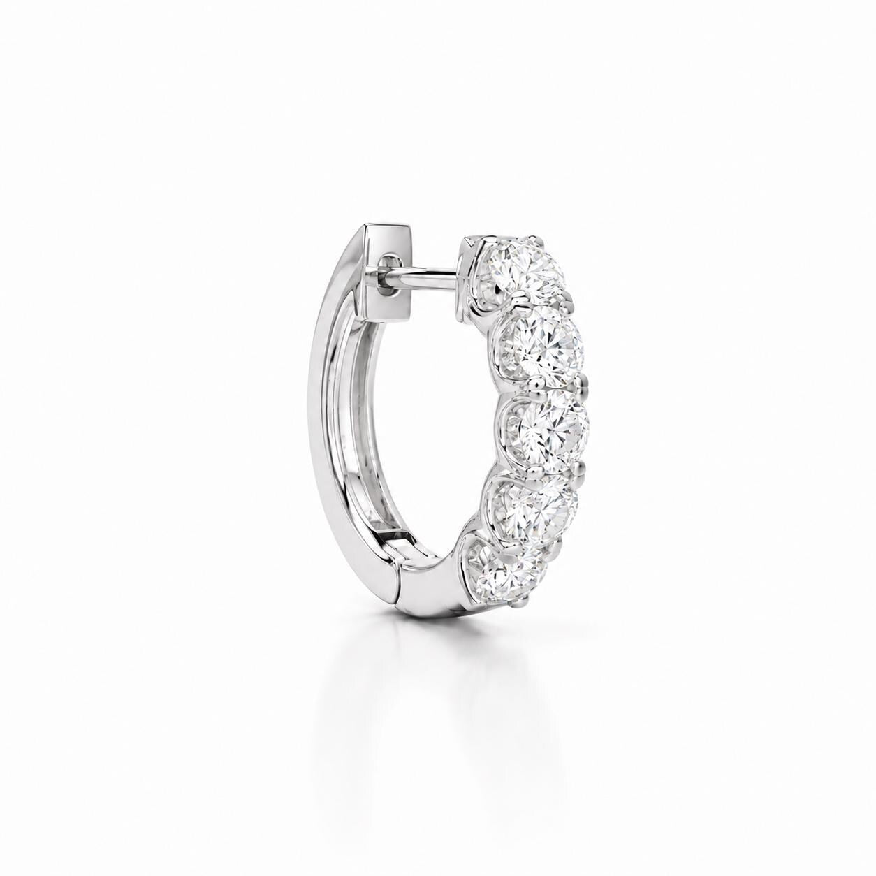 Moissanite earrings 14k solid gold, small hoop earrings huggie hoop earring, wedding day earrings, 8056