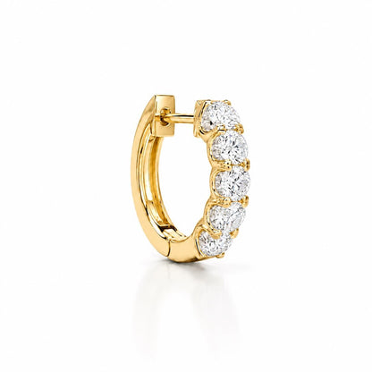 Moissanite earrings 14k solid gold, small hoop earrings huggie hoop earring, wedding day earrings, 8056