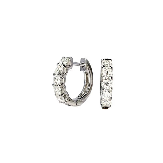 Moissanite earrings 14k solid gold, small hoop earrings huggie hoop earring, wedding day earrings, 8056
