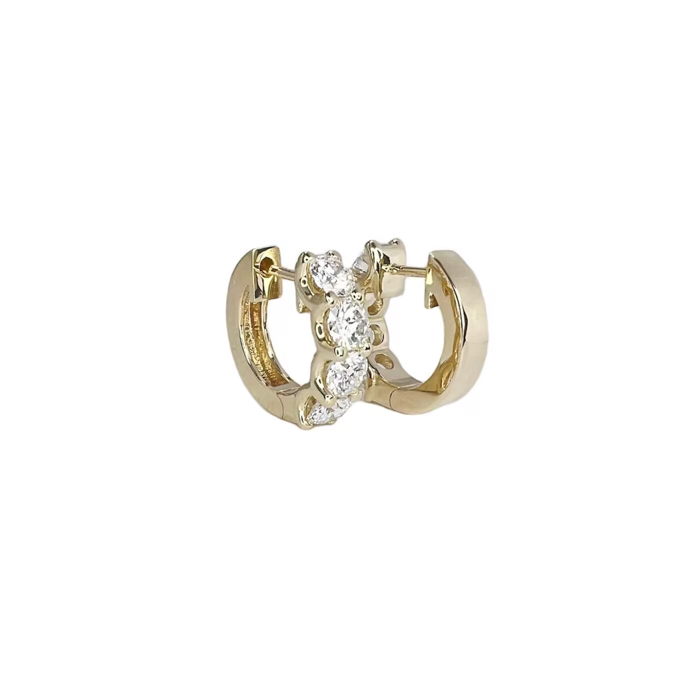 2.00 CTW Moissanite  Earrings 14k Gold , Small Hoop Earrings Gift For Her , Huggie Hoops , Wedding Day Earrings , Diamond Earrings  , #8351