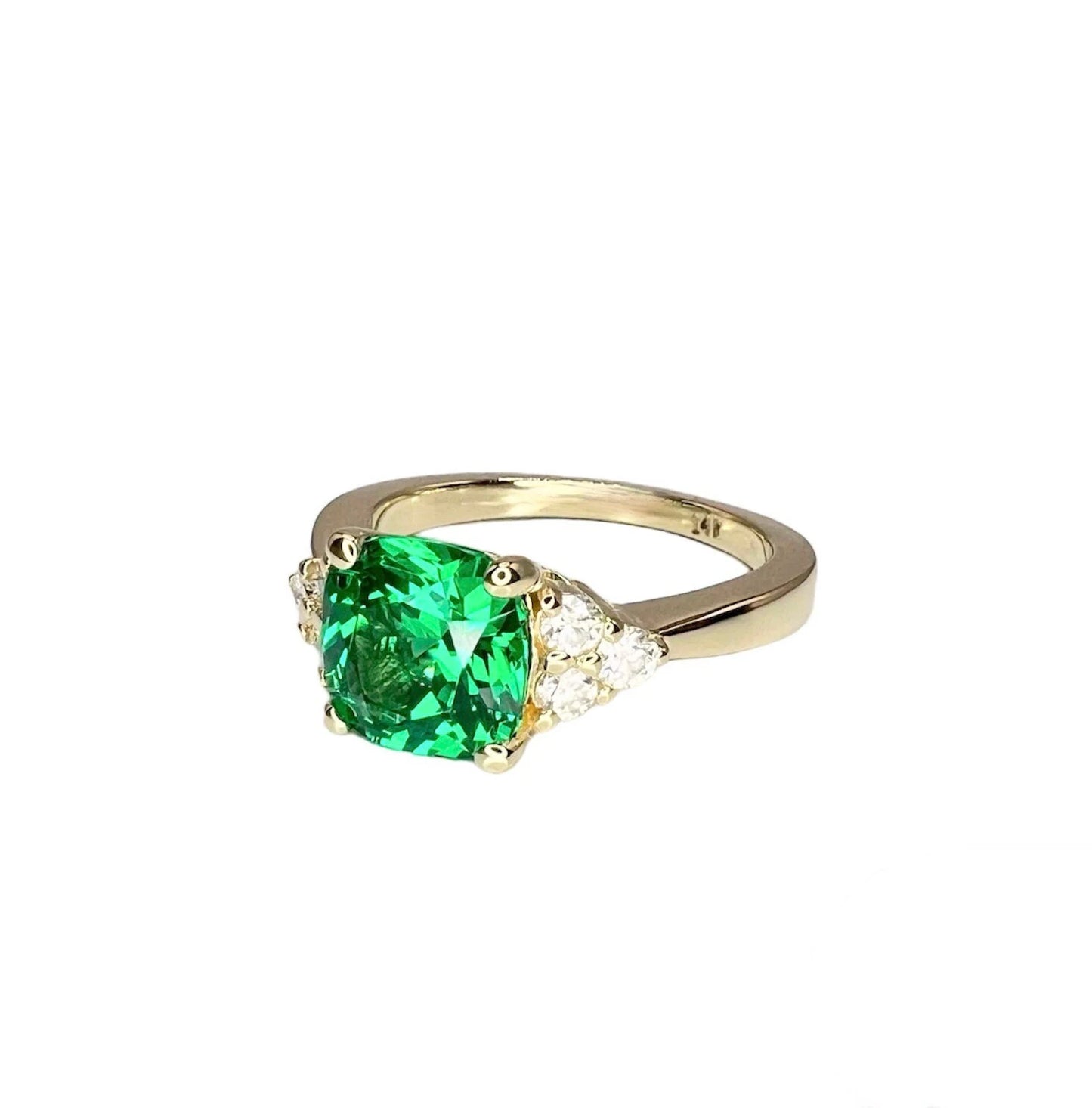 Cushion cut emerald engagement ring 14k solid gold Unique vintage emerald wedding ring May birthstone Jewelry Anniversary promise ring #5966