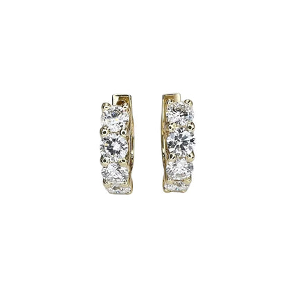 2.00 CTW Moissanite  Earrings 14k Gold , Small Hoop Earrings Gift For Her , Huggie Hoops , Wedding Day Earrings , Diamond Earrings  , #8351