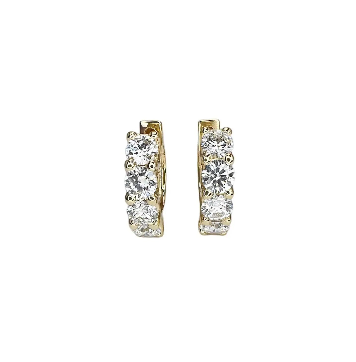 2.00 CTW Moissanite  Earrings 14k Gold , Small Hoop Earrings Gift For Her , Huggie Hoops , Wedding Day Earrings , Diamond Earrings  , #8351