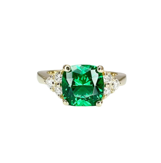 Cushion cut emerald engagement ring 14k solid gold Unique vintage emerald wedding ring May birthstone Jewelry Anniversary promise ring #5966