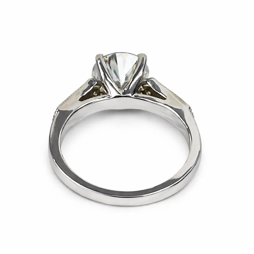 Moissanite Engagement Ring / Round Engagement Ring / Moissanite Wedding Ring / Unique Proposal Ring / 14k white gold / #6460  #6461