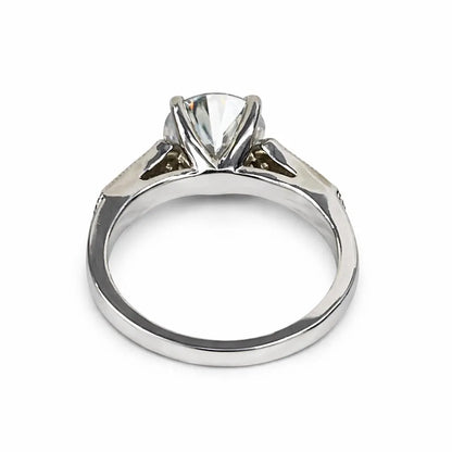 Moissanite Engagement Ring / Round Engagement Ring / Moissanite Wedding Ring / Unique Proposal Ring / 14k white gold / #6460  #6461
