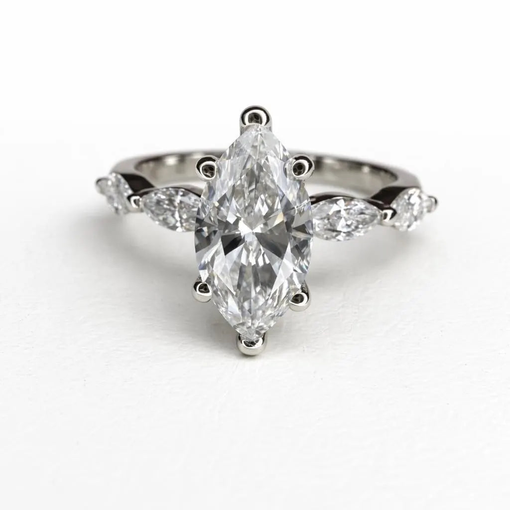 2 CT Marquise Lab Grown Diamond Engagement Ring 14K Solid Gold Bridal Ring #8920