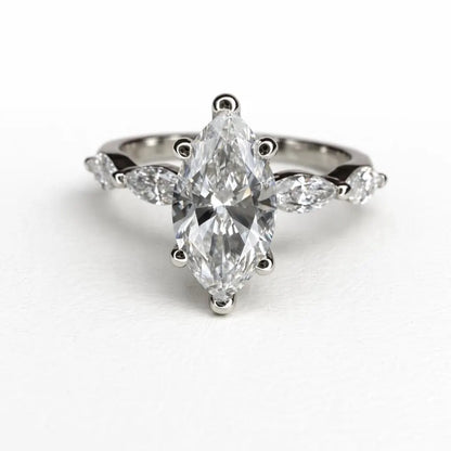 2 CT Marquise Lab Grown Diamond Engagement Ring 14K Solid Gold Bridal Ring #8920