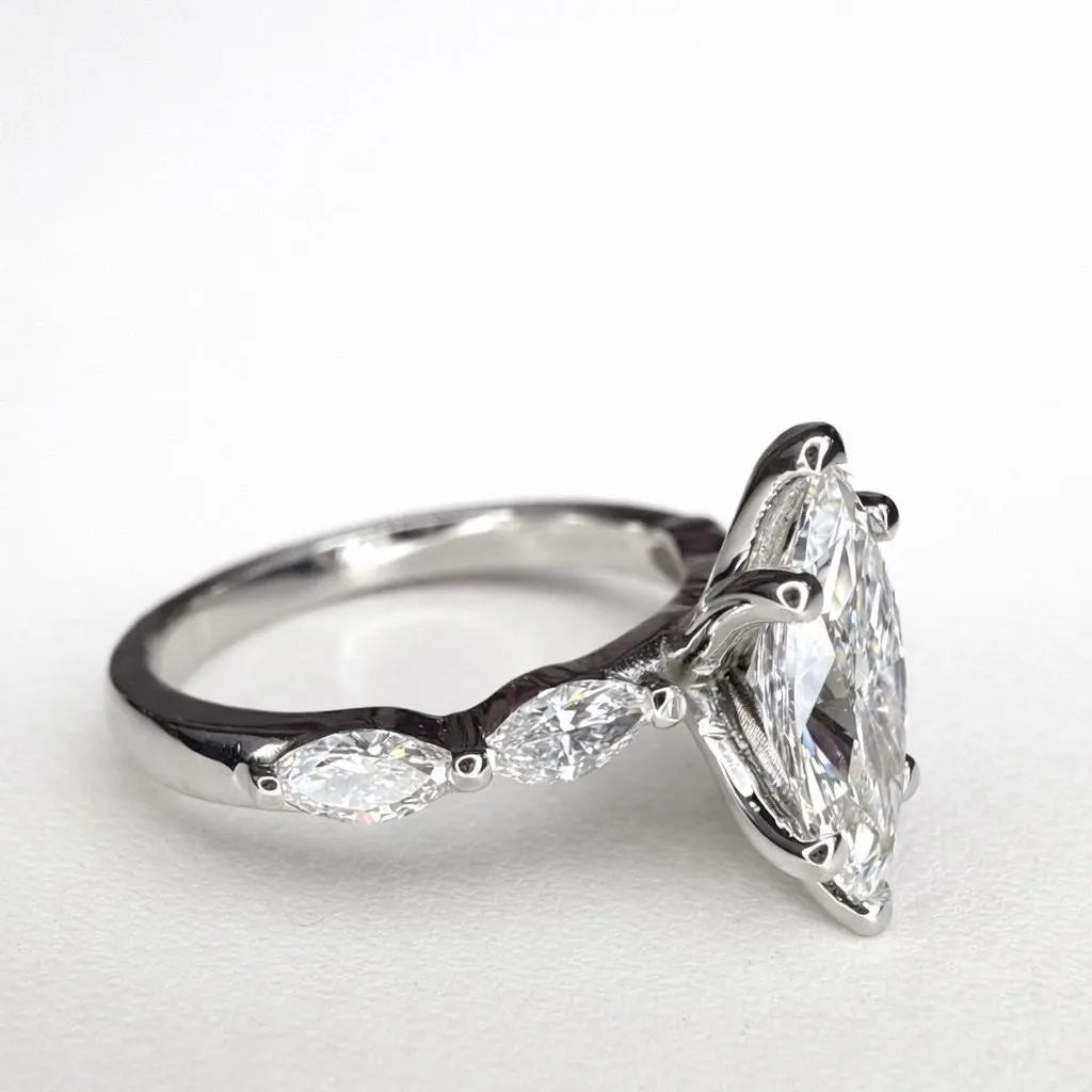 2 CT Marquise Lab Grown Diamond Engagement Ring 14K Solid Gold Bridal Ring #8920