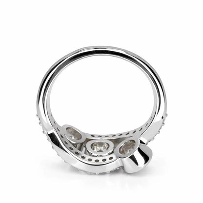 Three Stone Diamond Ring, Bezel Set Lab Grown Diamond Ring,  Modern Diamond Band #8924