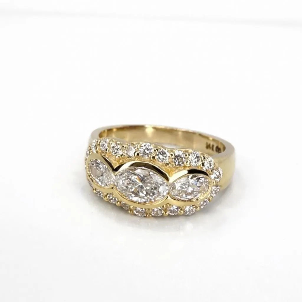 1.26 CTW Oval Diamond Band Ring, Lab Grown  Diamond Wedding Band, East West Oval Ring Multi Stone Diamond Ring #8927