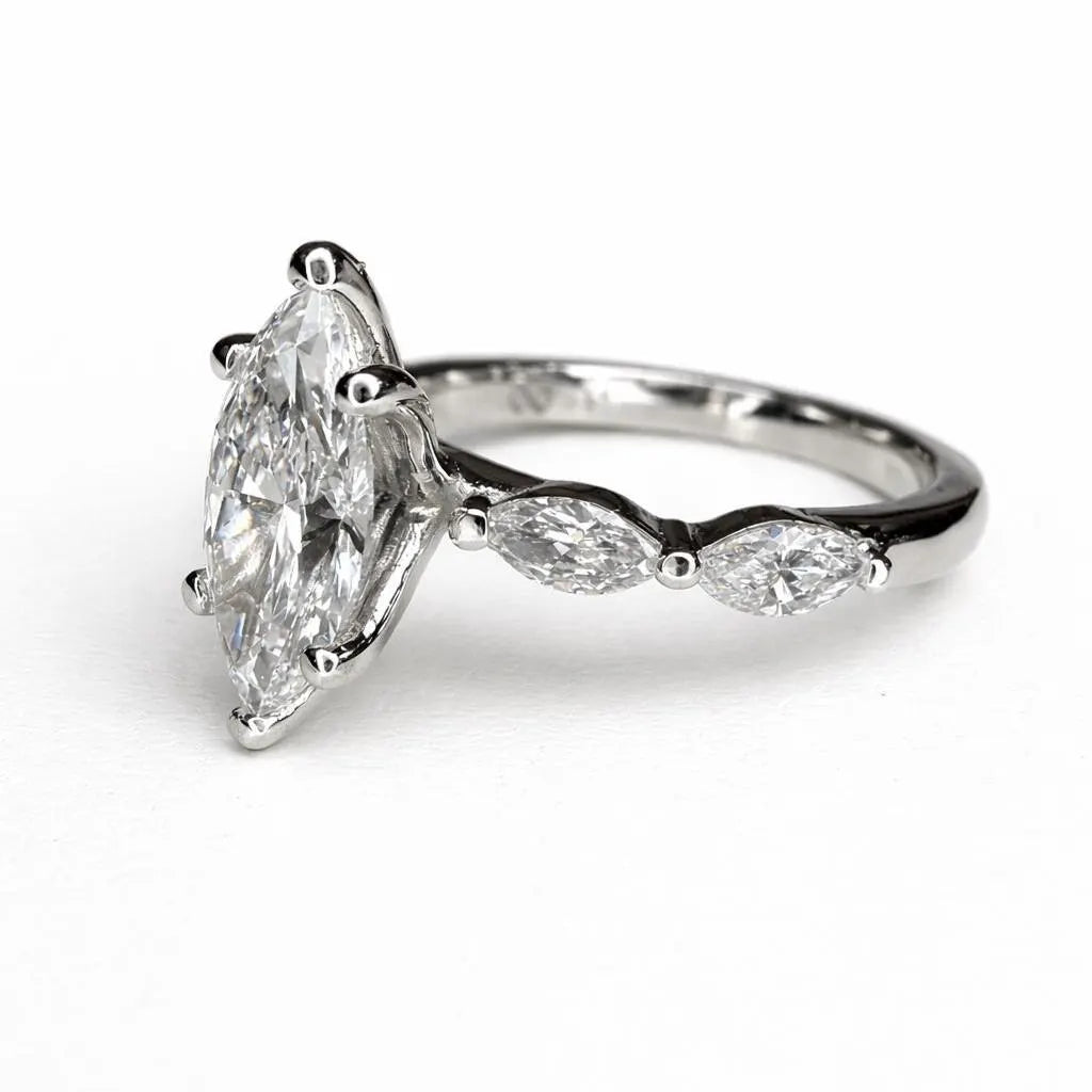 2 CT Marquise Lab Grown Diamond Engagement Ring 14K Solid Gold Bridal Ring #8920