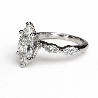 2 CT Marquise Lab Grown Diamond Engagement Ring 14K Solid Gold Bridal Ring #8920