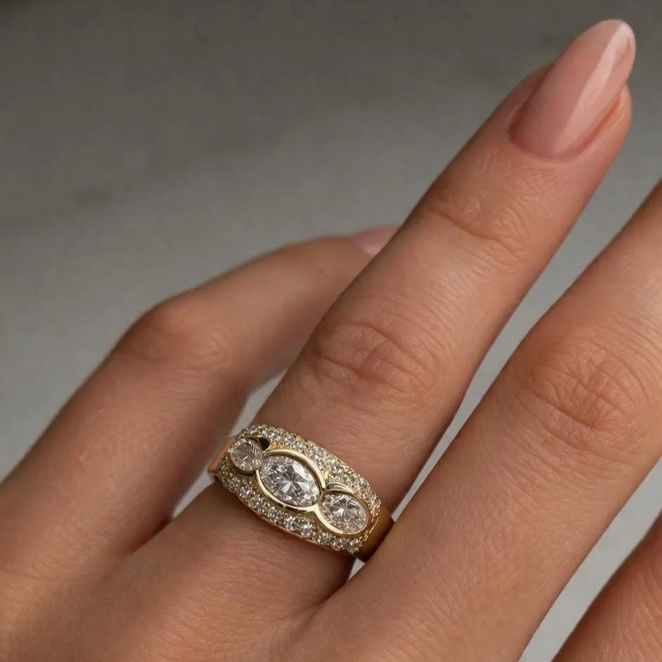 1.26 CTW Oval Diamond Band Ring, Lab Grown  Diamond Wedding Band, East West Oval Ring Multi Stone Diamond Ring #8927